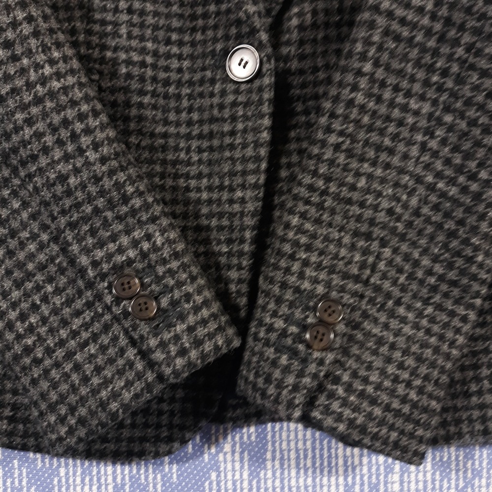 J.CREW Parke Blazer Houndstooth Plaid Wool Black Gray Womens Size 10 Style J4861 - Picture 4 of 16